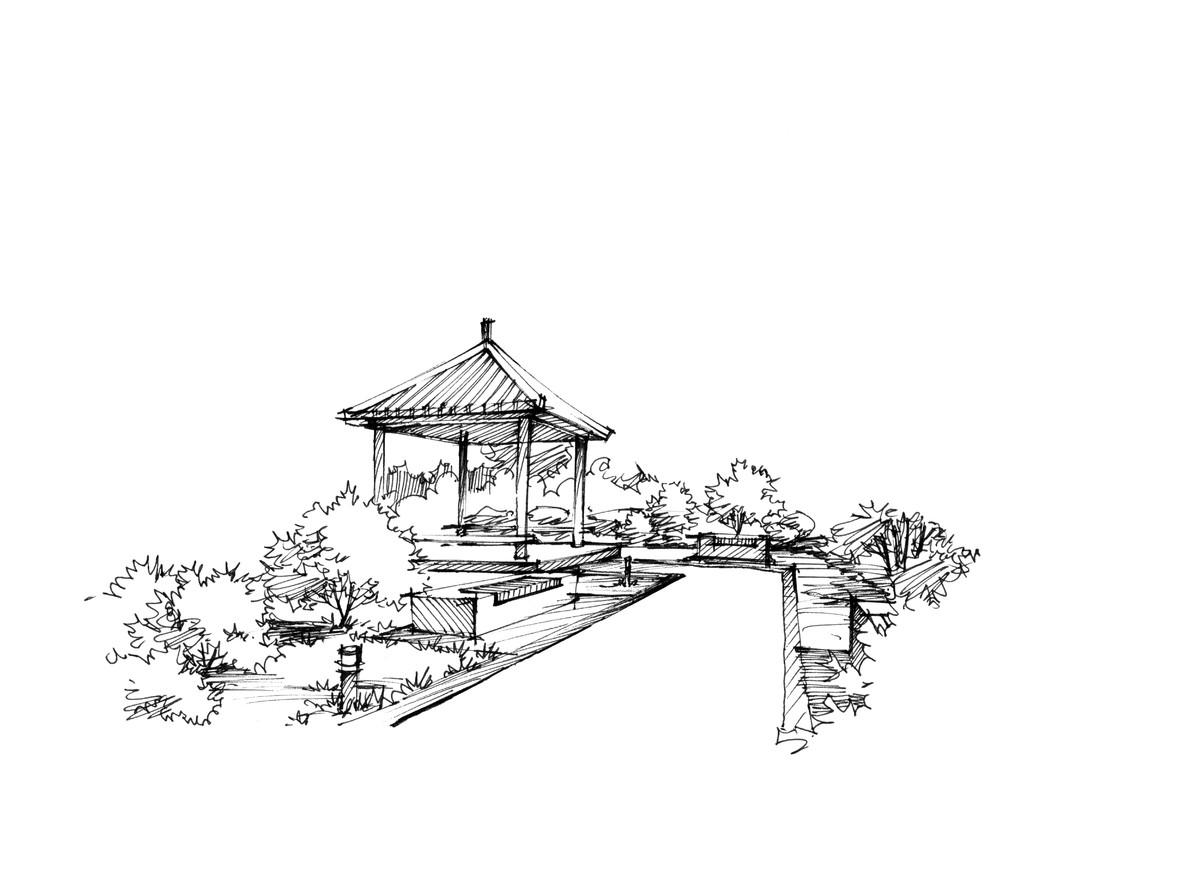 【青岛手绘】公园凉亭景观设计手绘图片